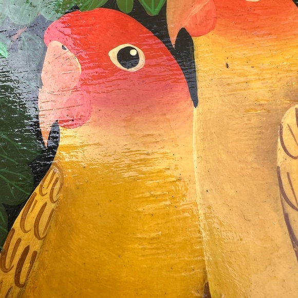 Haitian Artist Colorful Parrot Decorative Tray - Picture 8 of 11